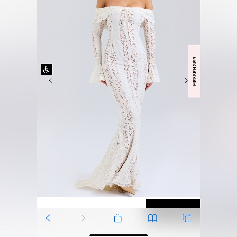 House of CB - BELLE VINTAGE CREAM FLORAL LACE OFF SHOULDER MAXI DRESS